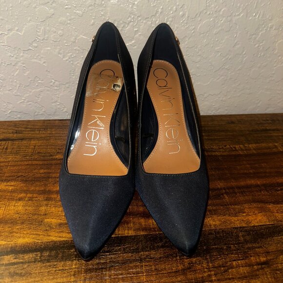 Navy pointed, closed toe CK pumps - Picture 1 of 7